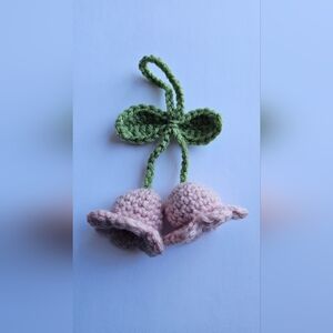 Crochet Lily of the valley, pink flower, ornament, car decoration